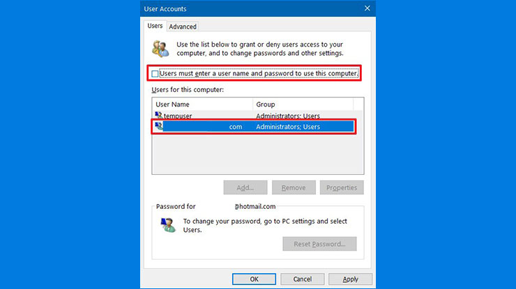 Hapus Password untuk Akun Microsoft
