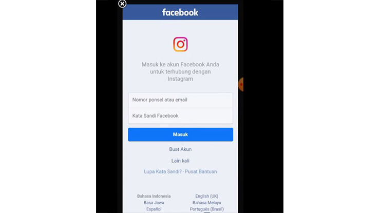 Masuk Dengan Facebook Lupa Password Instagram