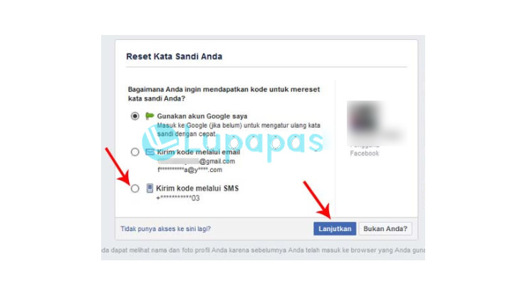 Melalui Kode SMS Lupa Password Facebook
