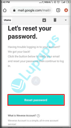 7. Klik Reset Password