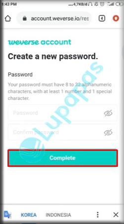 8. Buat Password Weverse Baru